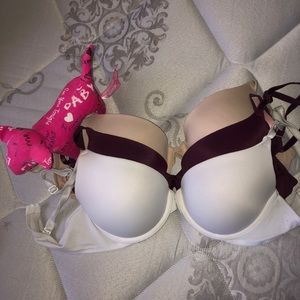 Three 34C PINK Push-Up Bras